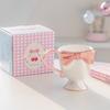 Creative Exquisite Girl Heart Bow Ice Cream Ceramic Cup High Value Coffee Mug Dessert Goblet Mug with Straw Coffee Cups