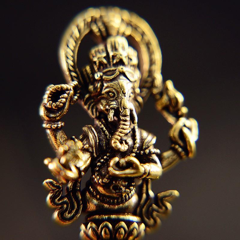 Solid Brass Tibetan Vajra Dorje Ritual Staff Handheld Ornament Buddha Statue Decorative Figurine