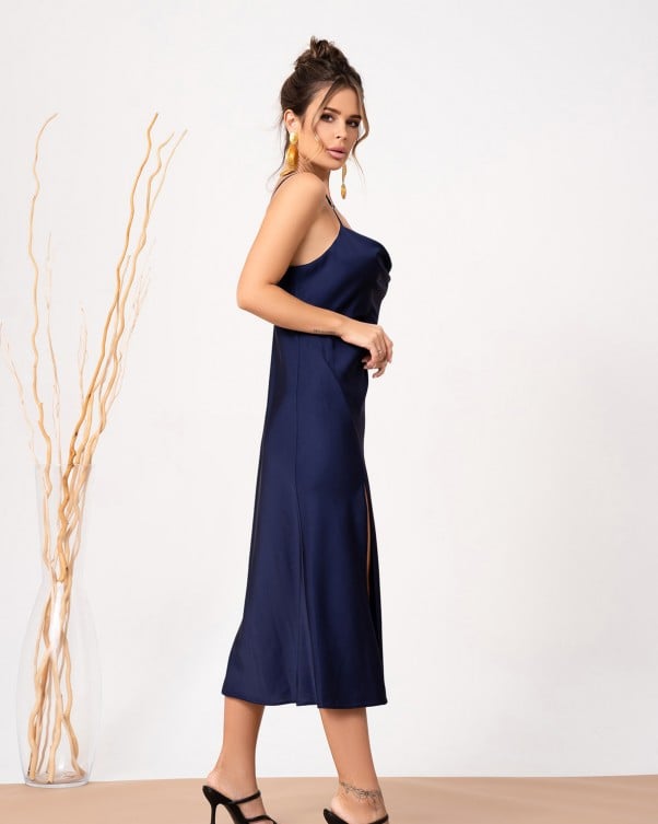 Silk Slip Dress with Straps ISSA Plus