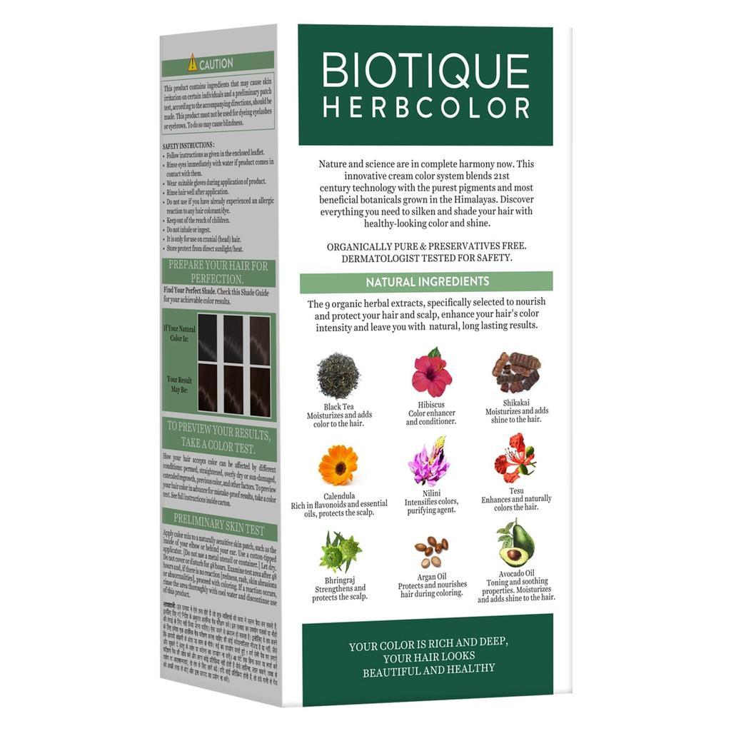 Biotique Herbcolor Ammonia Free Hair Color 50g + 110ml | Organic Herbal Extracts | Natural Shine | Grey Coverage | Lasts 26 Washes | Brown 4N
