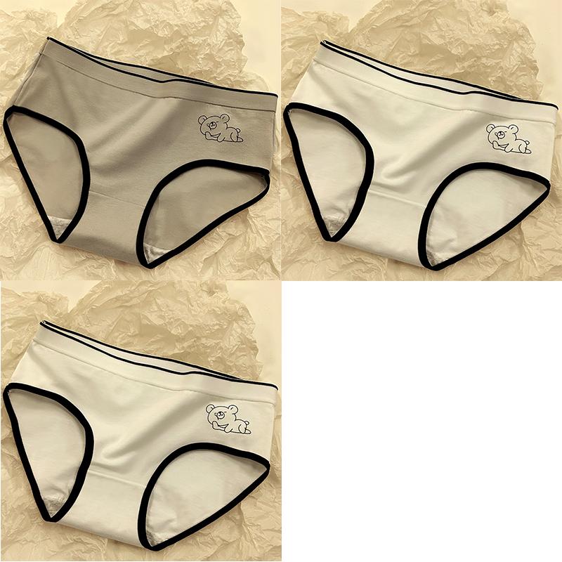 3 шт. Женское нижнее белье, удобные трусики со средней посадкой, милые женские трусы с медвежонком, M-XL, бесшовное женское нижнее белье, женские трусы