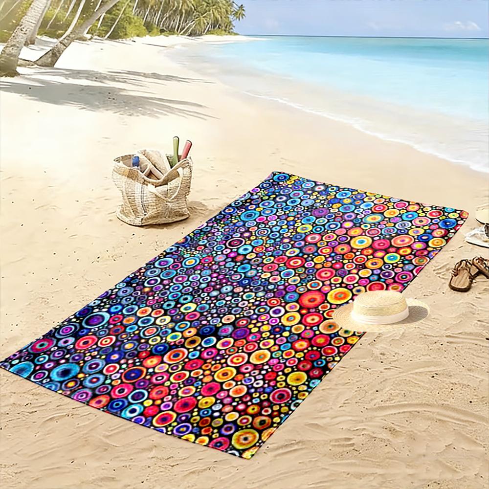 Colorful Abstract Circular Pattern Beach Towel quick-drying for travel outdoor sports jogging beach and swimming