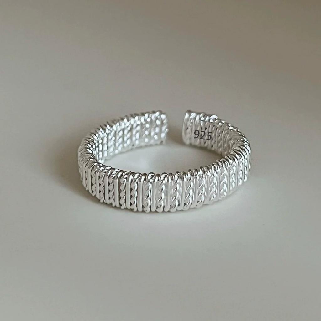 925 Silver Flower Lace Ring Korean Fashion Opening Inlaid CZ Adjustable Rings Valentine's Day Gift
