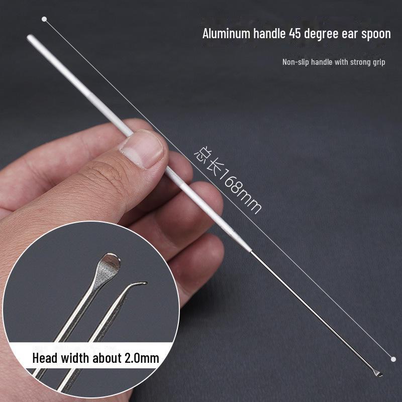 Набор инструментов для чистки ушей с алюминиевой ручкой: Большие и маленькие ложки-сверла, лопатка, ватная палочка, крючок для ушной серы, грибовидный сверло.