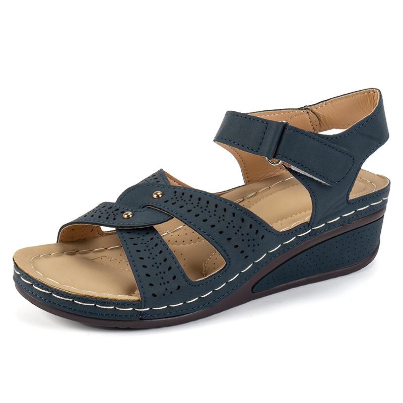 Летняя новинка внешней торговли, большой размер, дышащие сандалии с открытым носком и рыбьим ртом, нескользящие повседневные сандалии на ремешке с пряжкой, туфли для мамы, женские сандалии