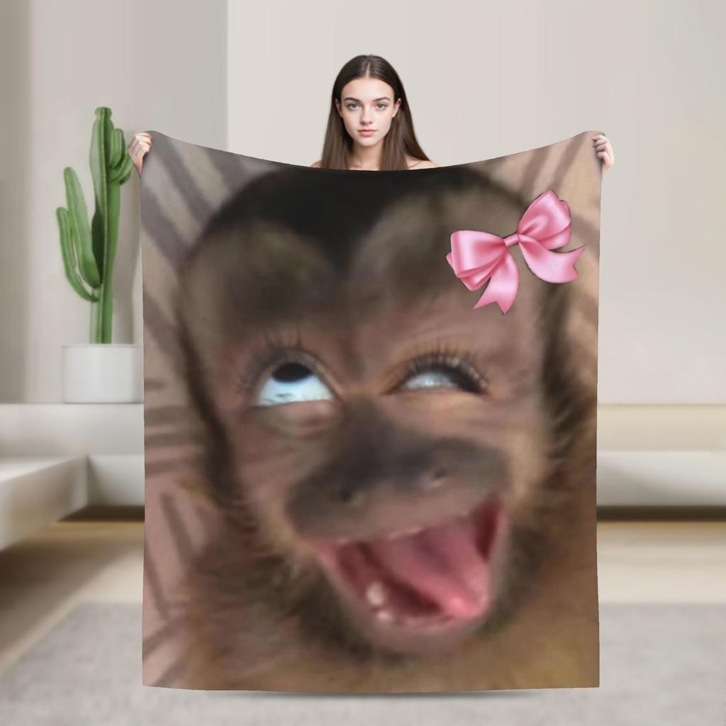 Funny Monkey Cartoon Accessories Fashion Blanket Warm Cozy Fluffy Throw Fashion Blankets for Bed es Multi-size Throws And Fashion Blankets