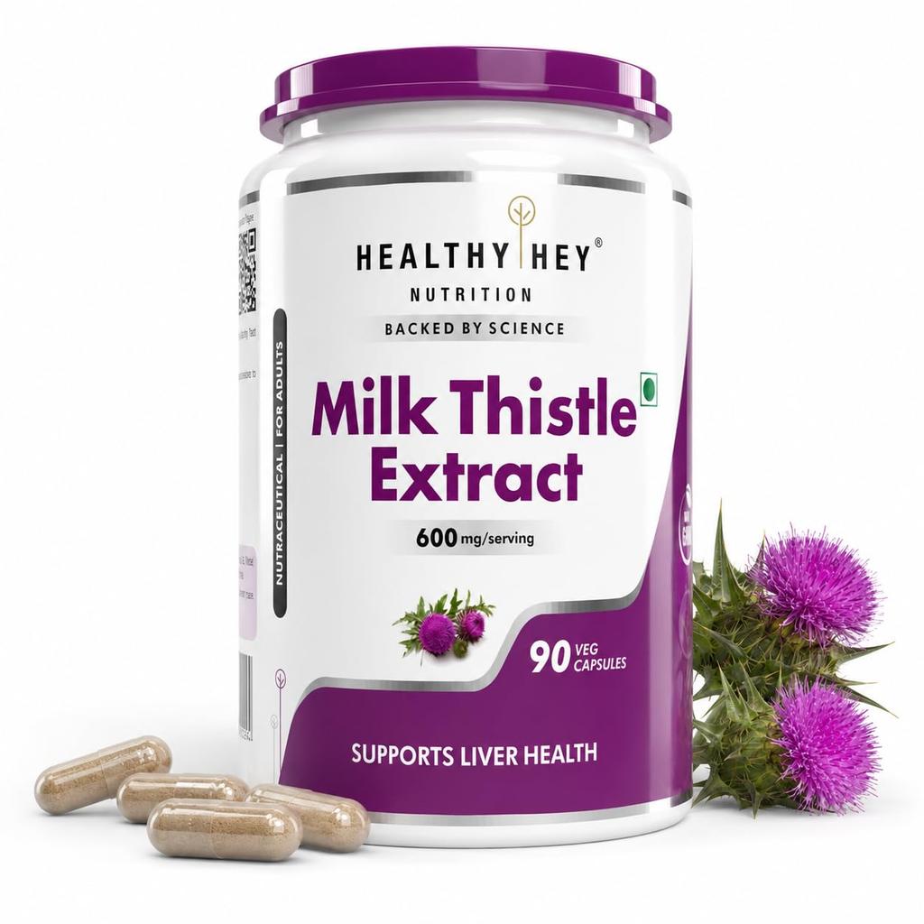 HealthyHey Nutrition Капсулы с расторопшей для здоровья печени - Высокая концентрация - Экстракт - 90 вег. Капсулы