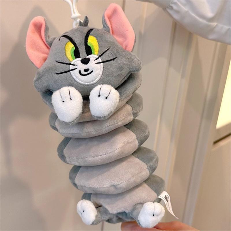 Плюшевая игрушка Hugkis Том Кот, фигурка с вибрирующей пружиной, милый мультяшный кулон-кукла для подвешивания, высота 13 см, авторизованное издание