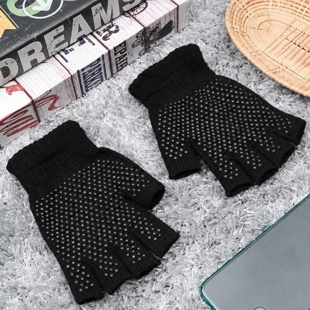 1 Pair Non-Slip Yoga Gloves Lightweight Half Finger Gloves Warm Cycling Gloves Fishing Activity
