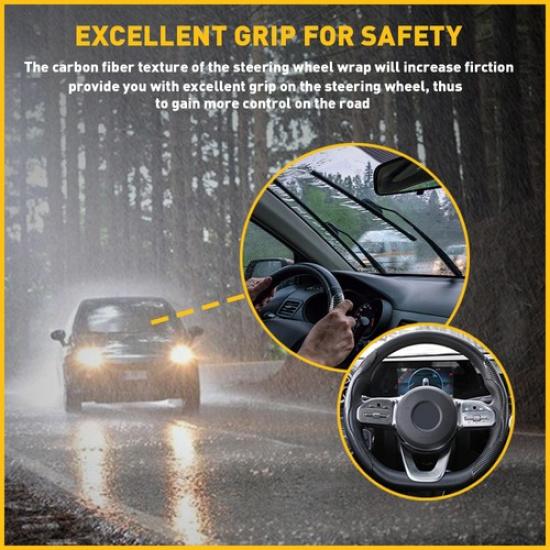 2/4Pcs Car Booster Wheel Steering Non-Slip Decor Trim Cover Carbon Fiber Univers