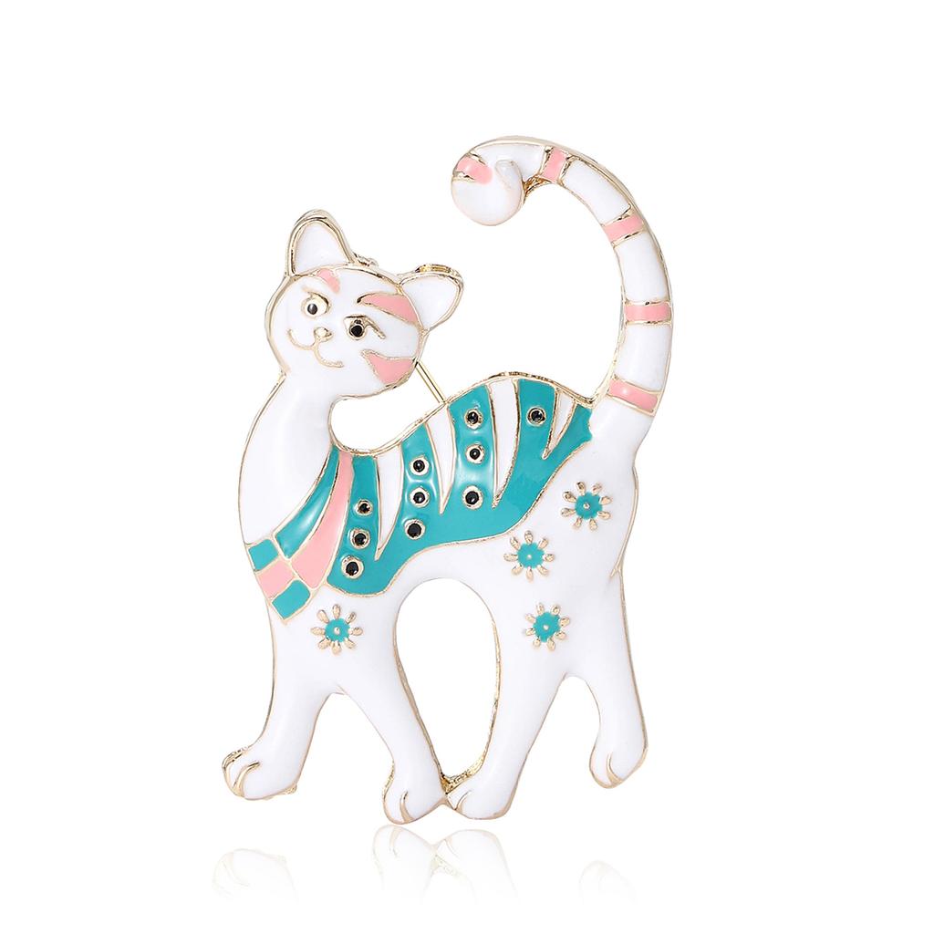 Fashion Cute Alloy Enamel Cat Brooch Temperament Women'S Suit Shirt Corsage Jewelry Pin
