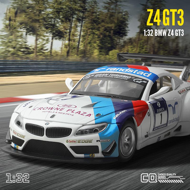 1/32 BMW Z4 GT3 Суперкар Модель легкосплавного спортивного автомобиля Литой звук Супер гоночный подъемный хвост Горячая машина Колесо для детей Подарки