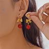 Festive Red & Green Bell Tassel Earrings - Stylish Alloy Design for Women