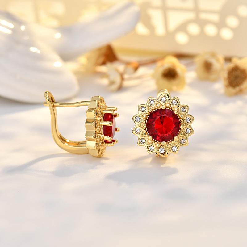 BELLA BOX Трансграничные серьги-клипсы с подсолнухом из бриллиантов, медные серьги с цирконом, высококлассный аксессуар для женщин