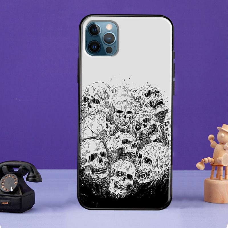Gothic Fashion Skull Case For iPhone 11 14 Pro Max SE 2020 XR X XS Max 6S 7 8 Plus Cover For iPhone 12 13 Mini