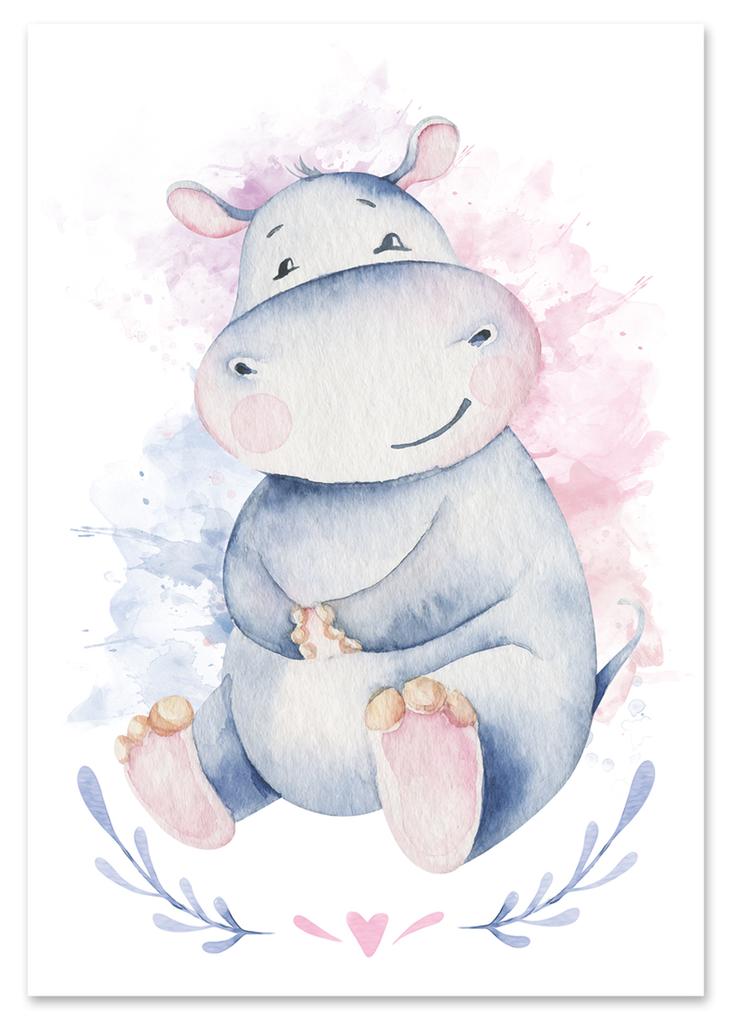 Poster for a Child's Room Hippopotamus Cute Animals