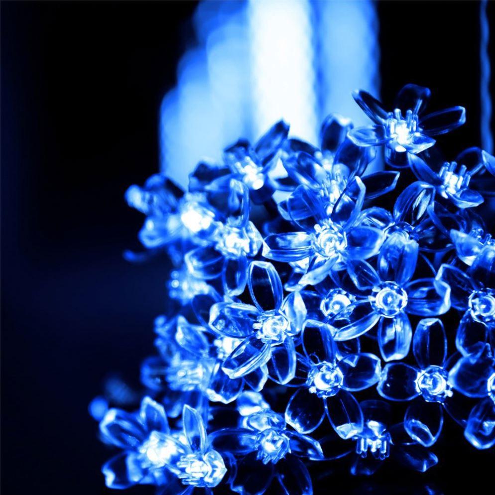 Led Solar Power Sakura Cherry Blossom Light 50led Spotlight Beads Tree String Lights Decorative for Tree Fences Hedges