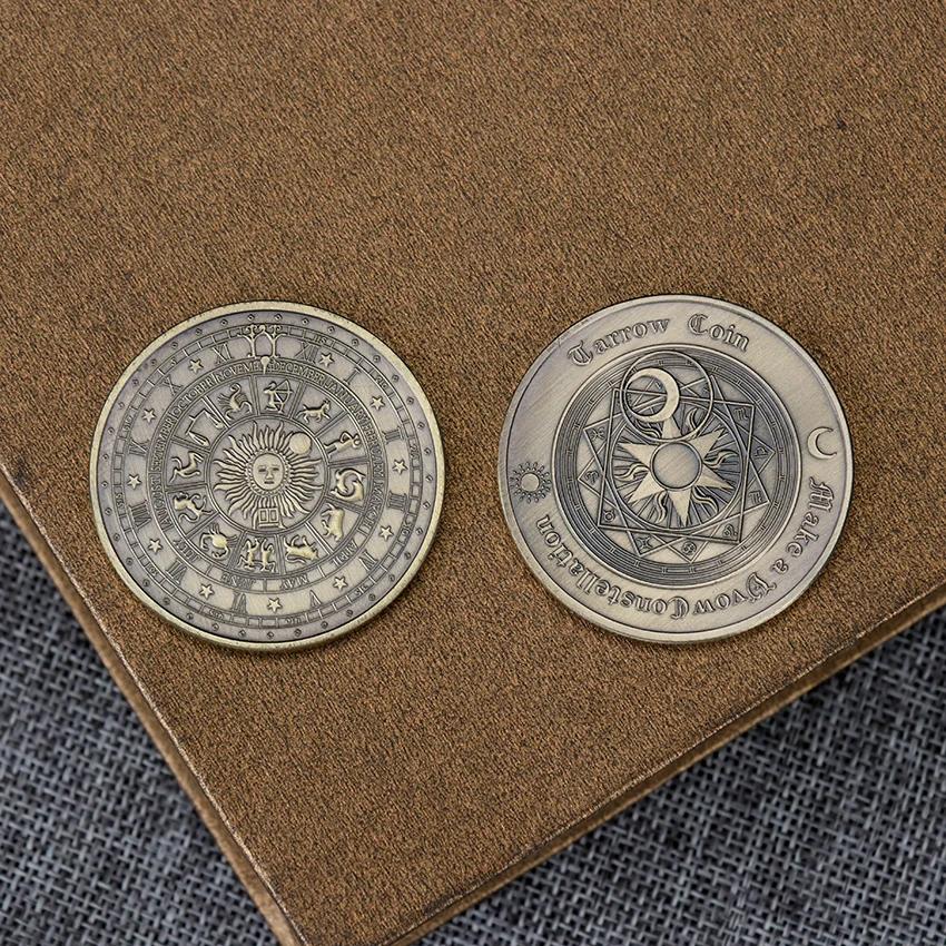 REPLICA 1PC Finger Coin Europe and America Tarots Sun Moon Bronze Commemorative Coin Constellation Lucky Love Coin Wishing Coin