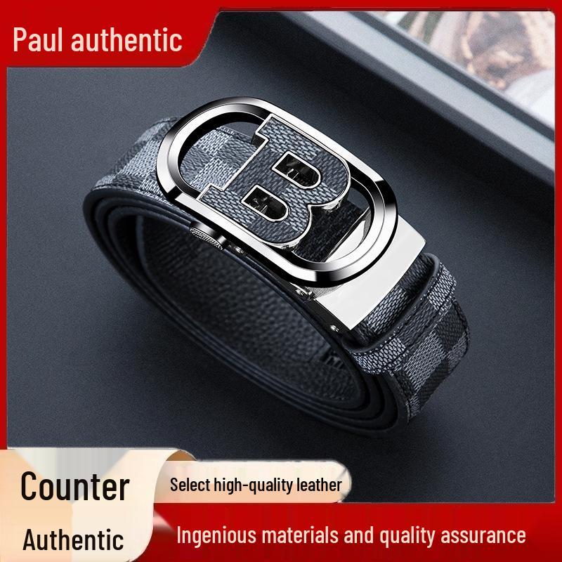 Мужской кожаный ремень Paul Counter с автоматической пряжкой - Универсальный модный стиль.