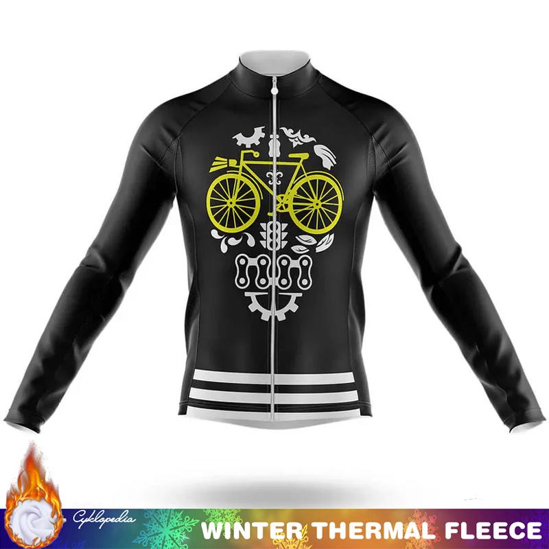 SKULL Winter Thermal Fleece Cycling Clothing Men's Jersey Man Maillot Mountain Bikes Outfit Ciclismo Hombre Mens Biking Clothes