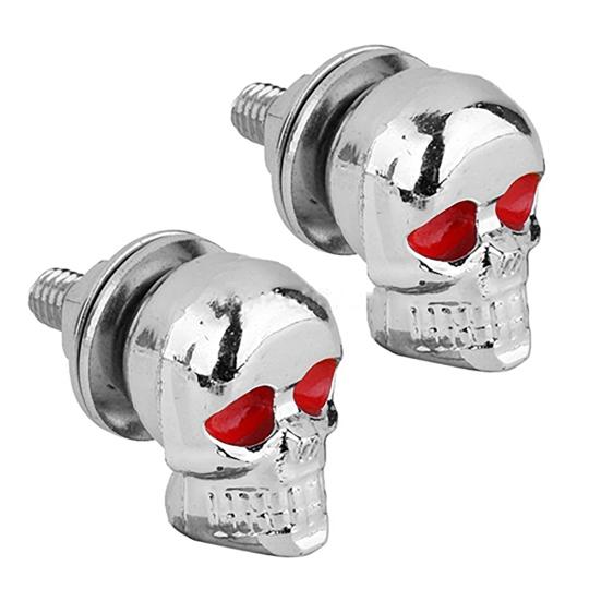 1 Pair Motorcycle Car Accessories Skull License Plate Frame Bolts Screw Fastener