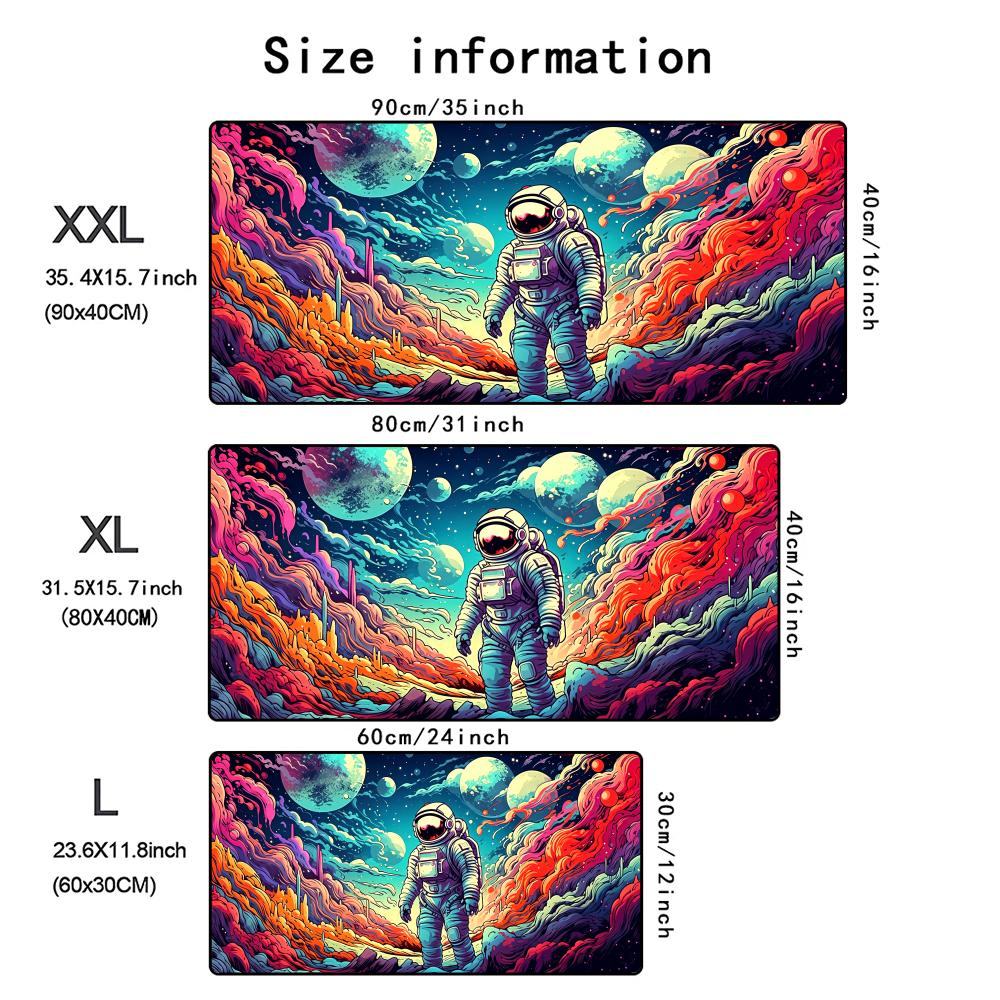 Planets And Astronauts Mouse Pad Desk Mat With Stitched Edge Nonslip Gaming Mats Pc Accessories Keyboard Long Desk Pads Mauspad