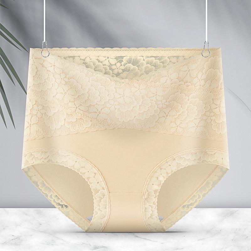 Нижнее белье из чистого хлопка с высокой талией, утягивающее бедра, кружевное, для женщин, дышащее, антибактериальное, бесшовное, удобное, утягивающее, треугольные трусики