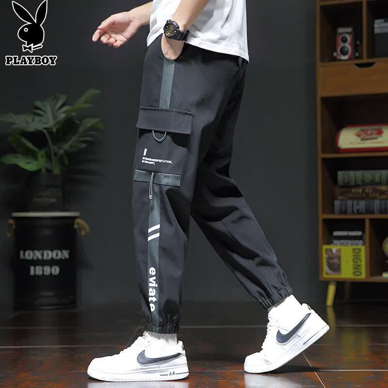 PLAYBOY Men's Loose Fit Cargo Jogger Pants