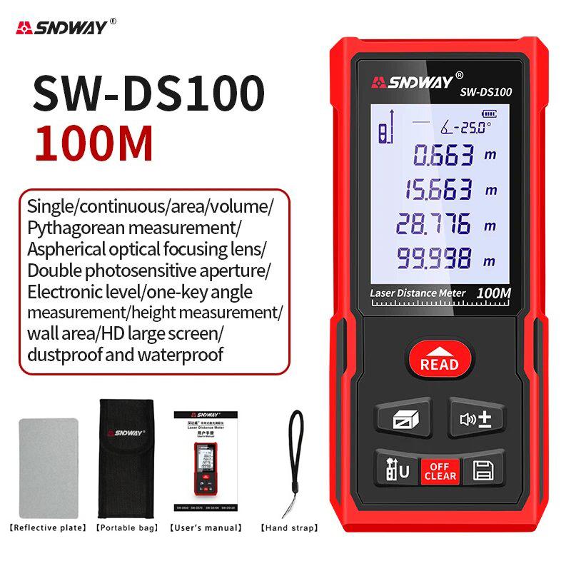 SNDWAY Laser Distance Meter 40M 60M 80M 100M 120M Rangefinder Trena Digital Range Finder Tape Measure Device Ruler Test Tool