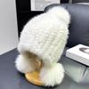 Mink Hair Women Hat Winter Thickened Warm Ear Protection Mink Woven Hat Fur Fox Ball Hat