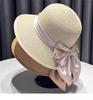 Летняя пляжная шляпа-панама с бантом, летняя дышащая широкополая пляжная кепка с защитой от ультрафиолета, повседневная соломенная шляпа для женщин