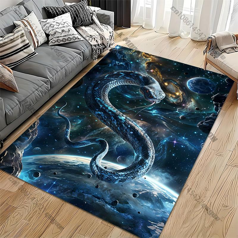 Snake floating in cosmic space carpet Yoga living room room decor children's crawling mat doormat area rug games mat