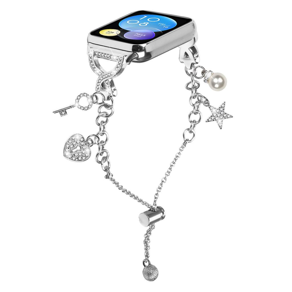 Для Xiaomi Redmi Watch 5/4 Ремешок для часов X-типа Серебристый Одинарная петля Жемчужная цепочка Металлический ремешок