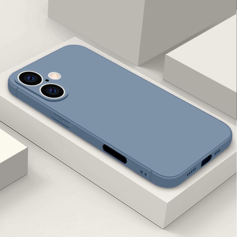 Liquid Silicone Shockproof Matte Case For iPhone 16E 16 Pro Max 15 Plus 14 Pro 13 12 11 Pure Color Slim Soft Anti-Fall Phone Cover
