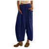 Women Plus Size Wide Leg Linen Pants Middle Waist Summer Baggy Pants