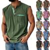 Men's Summer Solid Matching Color Pocket Sports Buttons Vest Men's Sports Casual Vest