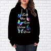 Womens Fashion Crystal Butterfly Alphabet Print Loose Hoodie Tops Blouse Sweatshirt Casual Long Sleeve Pullover Tops