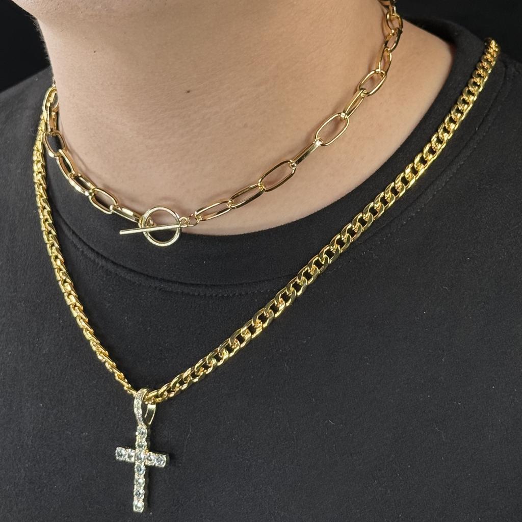 Fashionable Women's Necklace + Cross Pendant, Unisex - Layered Necklace Set Minimalist Jewellery Gift 18-24 Inches Gift Jeweller