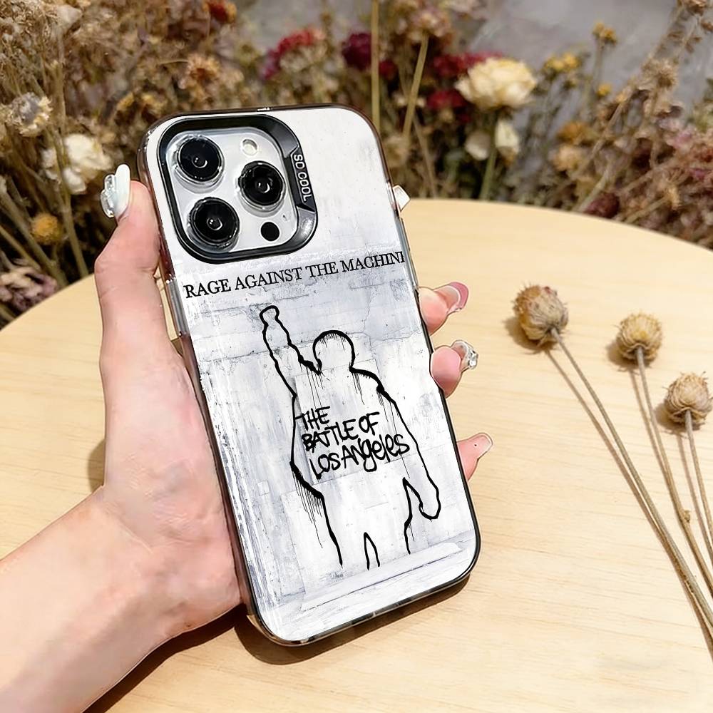 Powerful R-Rage A-Against Phone Case For iPhone 17,16,15,14,13,12,11 Plus,Pro Max,XS,Colorful Silver Phone case Funda Cover