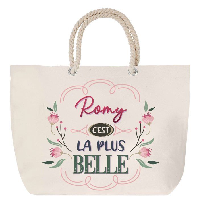 Sac de plage - PLANETEE - Romy la plus belle - Anse corde - Grand format - Coton multicolore