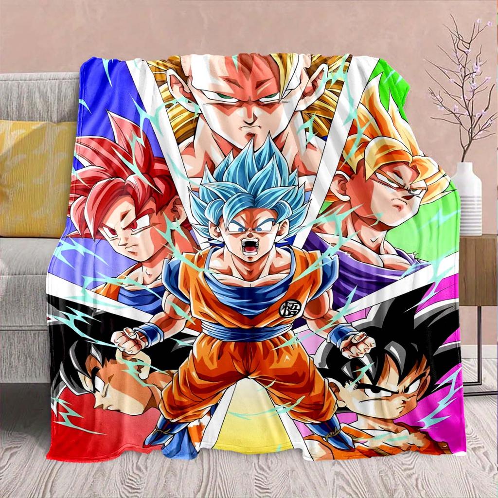 Фланелевое одеяло из аниме Dragon Ball - Мягкое, теплое, идеально подходит для дивана, постельного белья, кемпинга, путешествий, офиса, домашнего декора -QJY