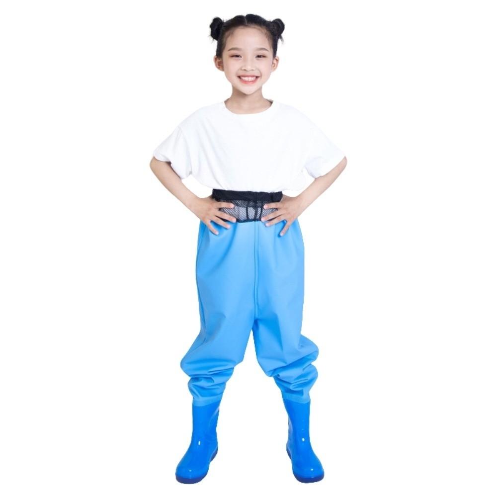 PVC Children Rain Pants Boots Half-Body Pants with Rain Boots Children Raincoat Jumpsuit Fishing