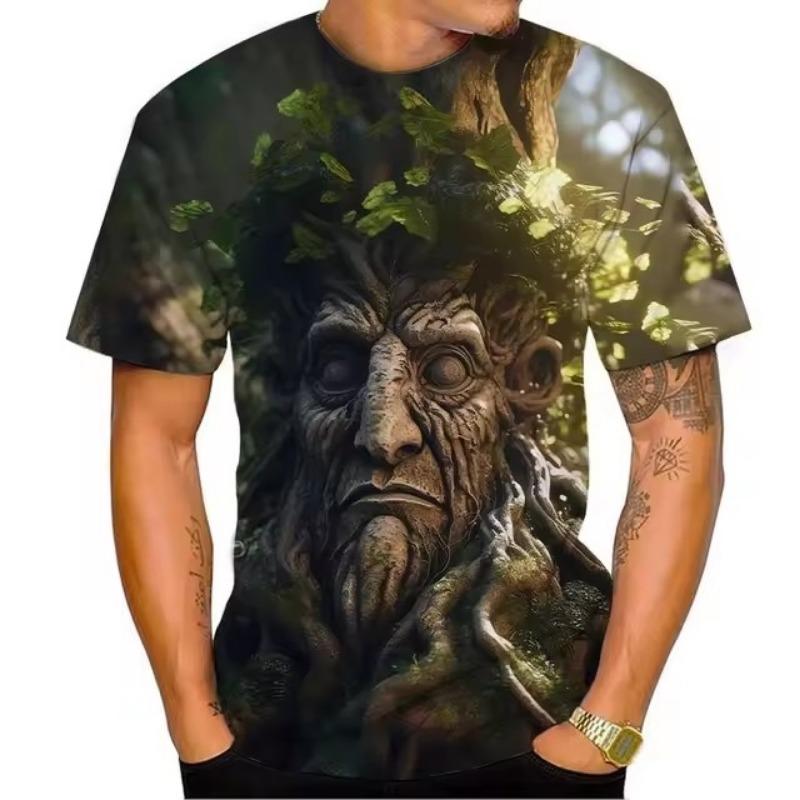 Новая мужская летняя модная футболка с изображением головы с 3D-принтом, интересный винтажный топ Harajuku с круглым вырезом и короткими рукавами размера плюс