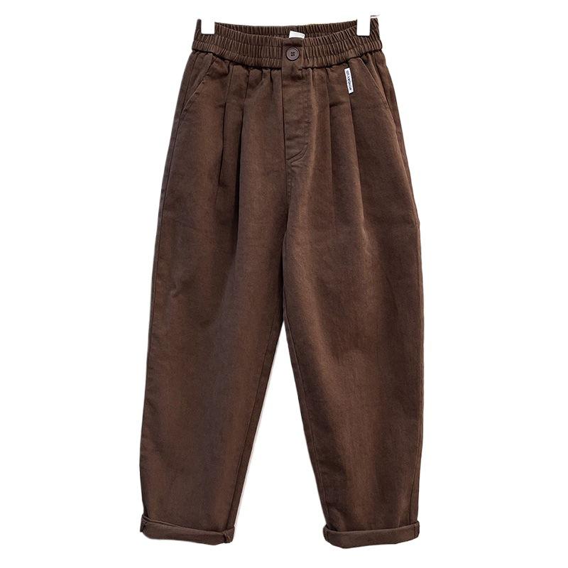 Женские брюки гаремы в корейском стиле с флисовой подкладкой - Осень/Зима, Универсальные, Модные, Свободные, Стройнящие, Утепленные повседневные длинные брюки.