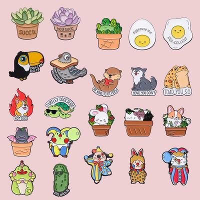 Креативный набор брошей с животными и растениями – Коллекция милых металлических значков