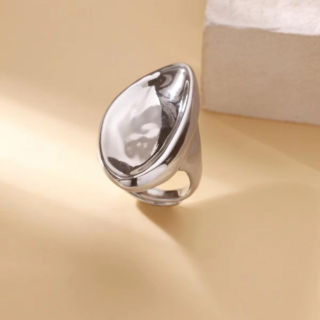 Stainless Steel Geometric Ring New Snake Cross Design Sense K-plated Opening Adjustable Ring