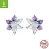 Весенние маленькие серьги-пусеты с фиолетовыми цветами из стерлингового серебра S925, приливные, супер-фея, нишевые, серьги класса люкс, женские