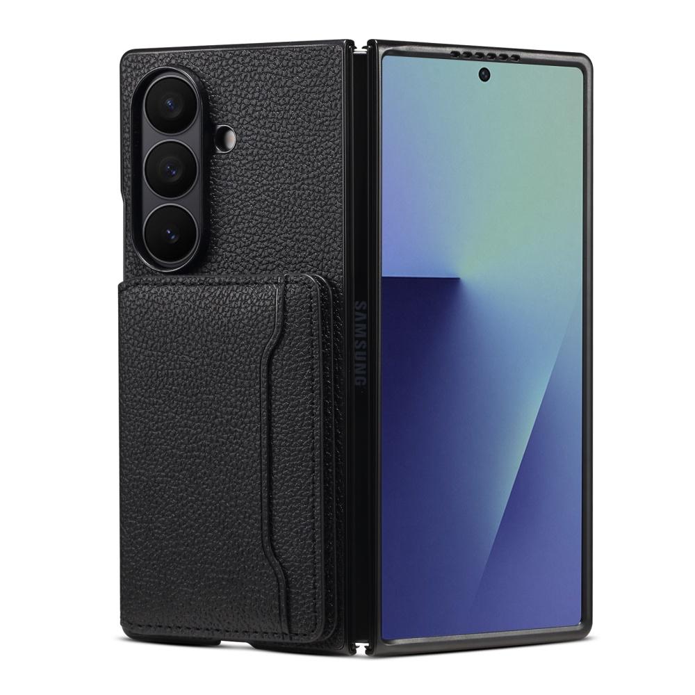 Роскошный складной кошелек-держатель для карт из кожи личи для Samsung Galaxy Z Fold 7 6 Fold5, ударопрочный чехол из мягкого силикона