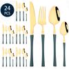 24Pcs Creative Gold Tableware Dinnerware Set Knife Fork Coffee Spoon Cutlery Set Stainless Steel Flatware Western Silverware