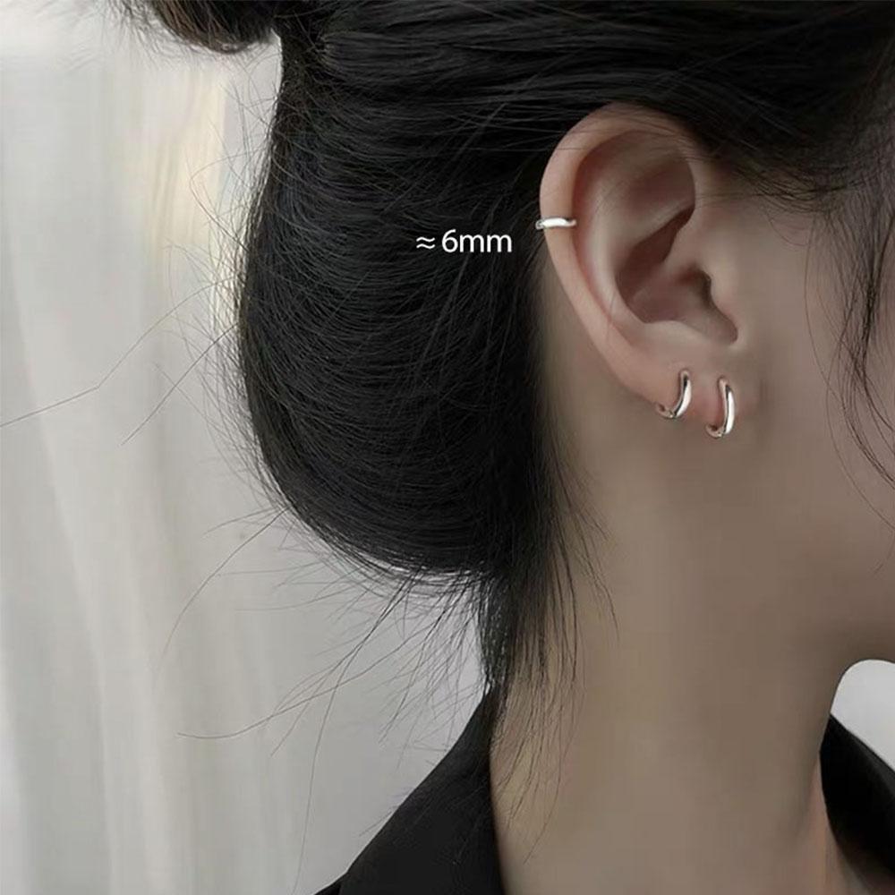 Золотые Серебряные Хугги 6мм/8мм/10мм/12мм Простые Женские Круглые Серьги Минималистичные Серьги-Кольца Ушная Пряжка